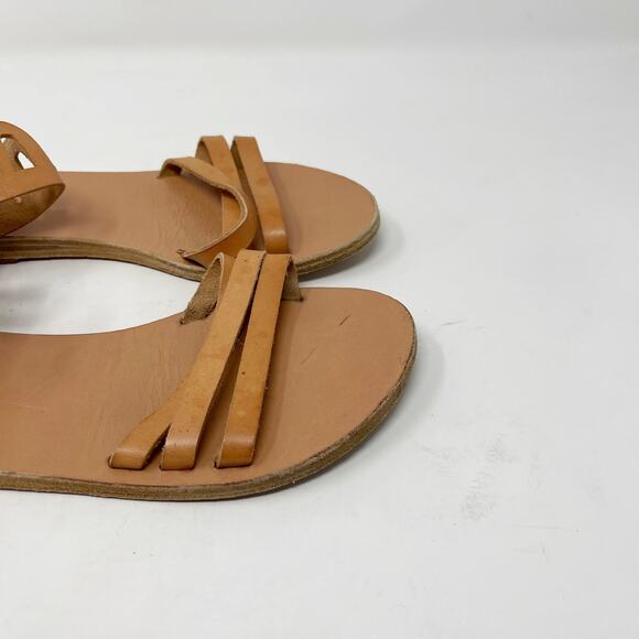 Ancient Greek Sandals Womens 37 Natural Brown Ankle Cut Out Leather Sandals 7 - Picture 3 of 10